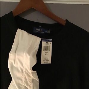 Ralph Lauren Black Top with Removable White Collar Accent